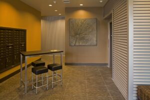 Entry and mail area of a Seattle apartment building, ready for a new resident