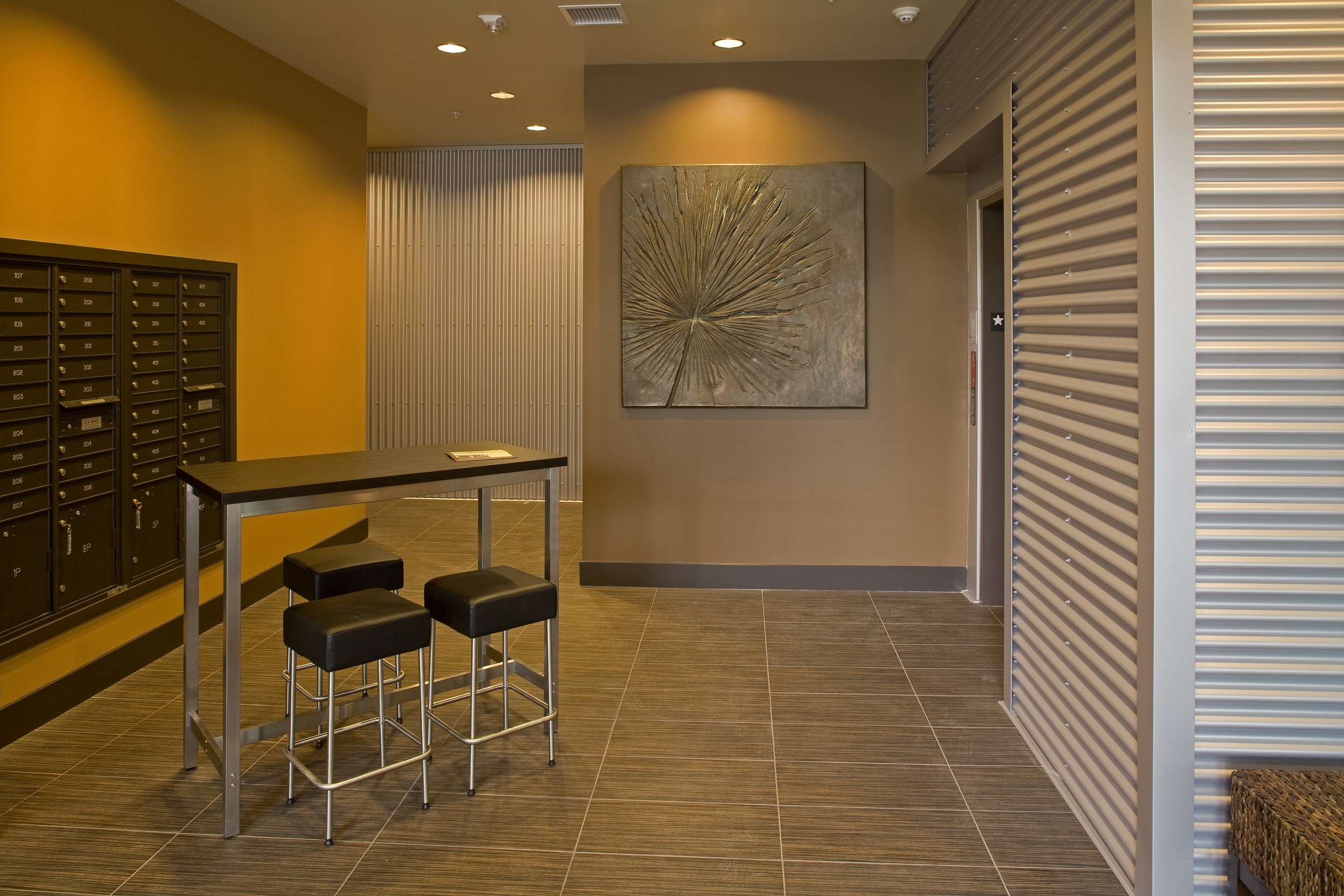 Entry and mail area of a Seattle apartment building, ready for a new resident