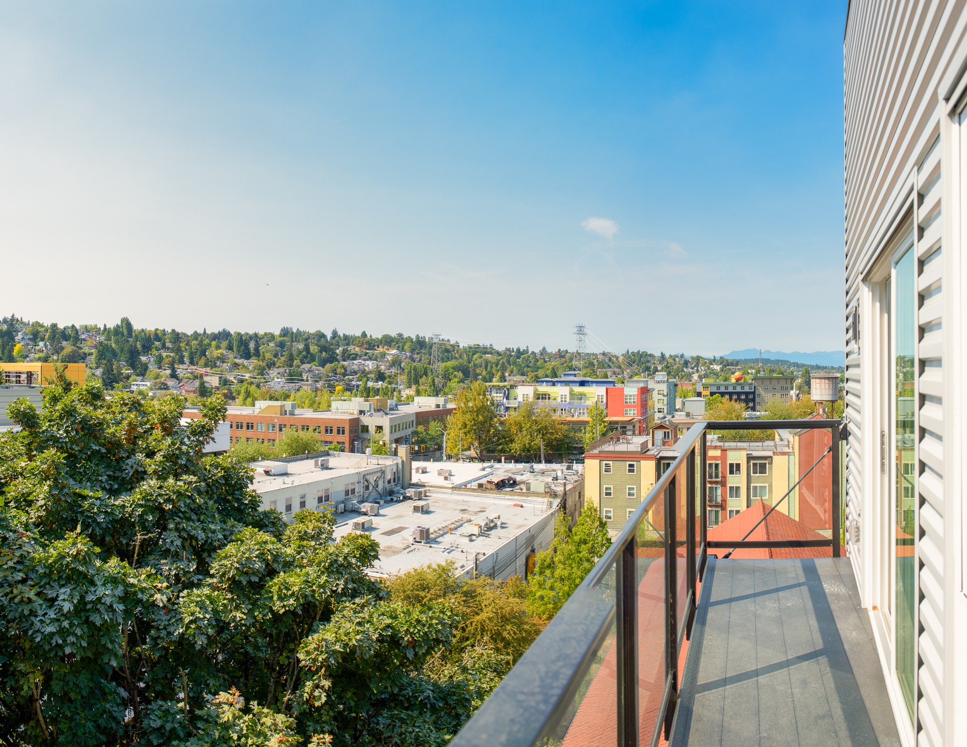 View across Seattle rooftops from a Pacific Crest managed apartment building