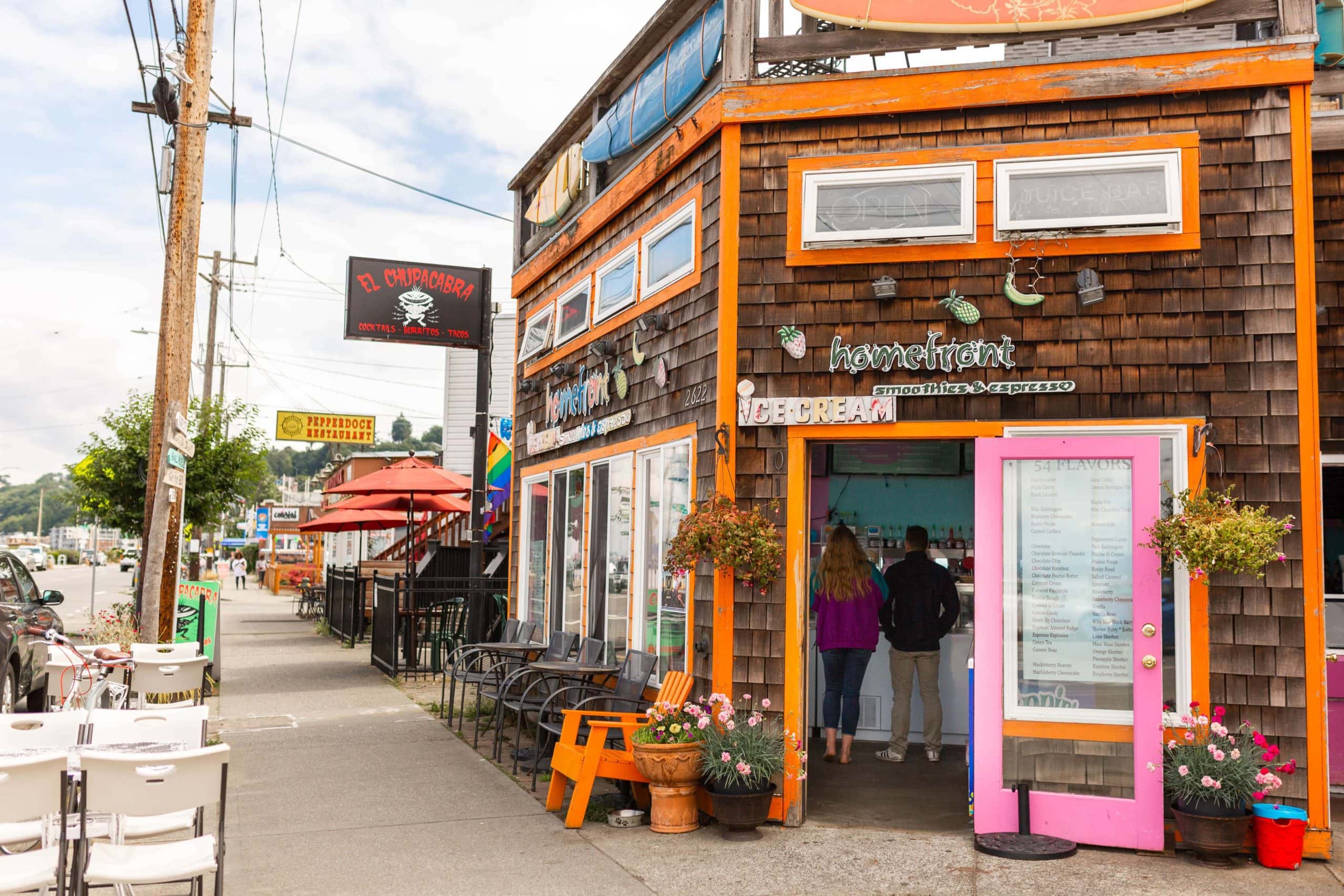 Street scene in the West Seattle Junction neighborhood